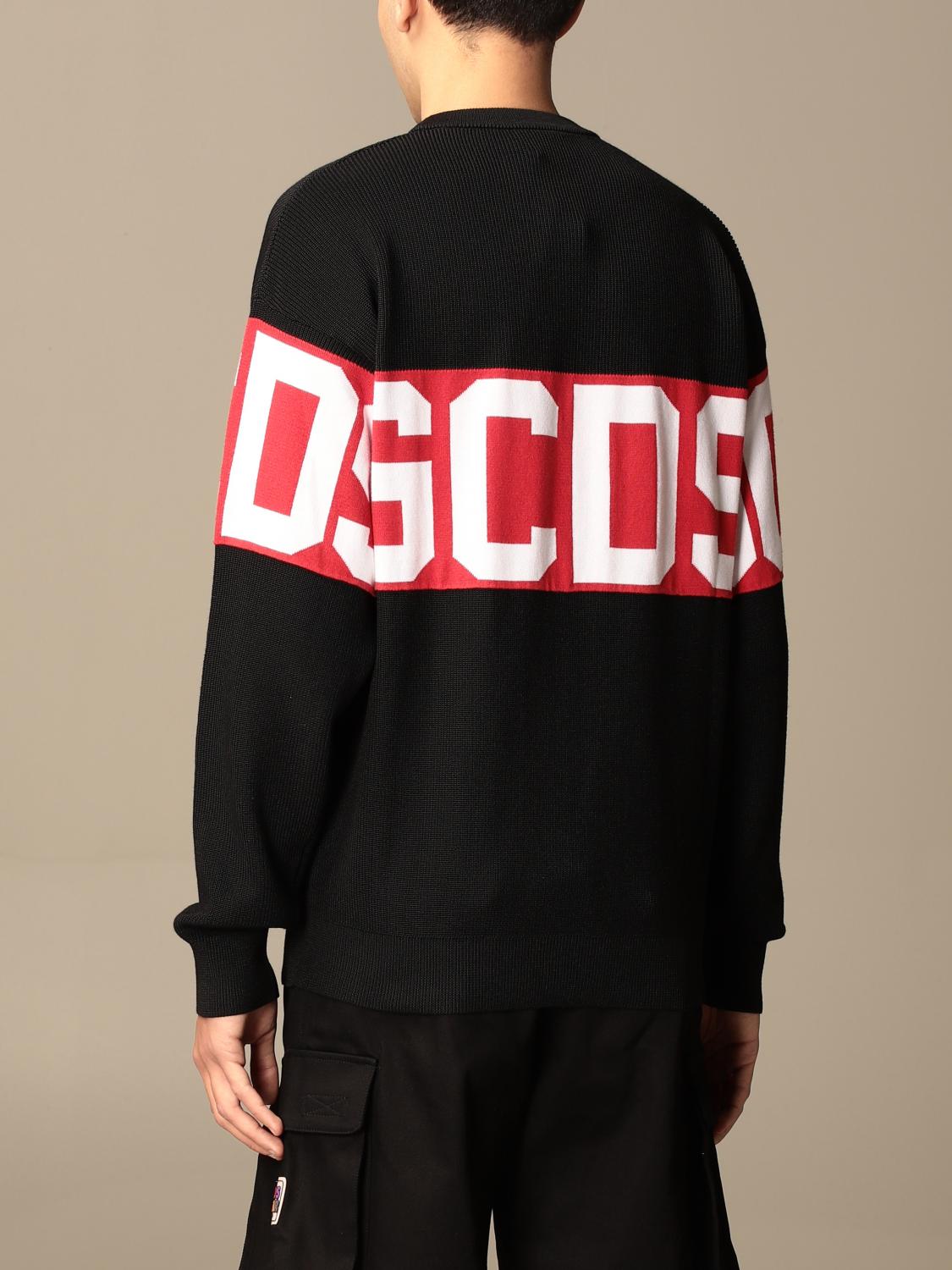 GCDS: crewneck sweatshirt with big logo - Black | Gcds sweater CC94M021104  online at GIGLIO.COM