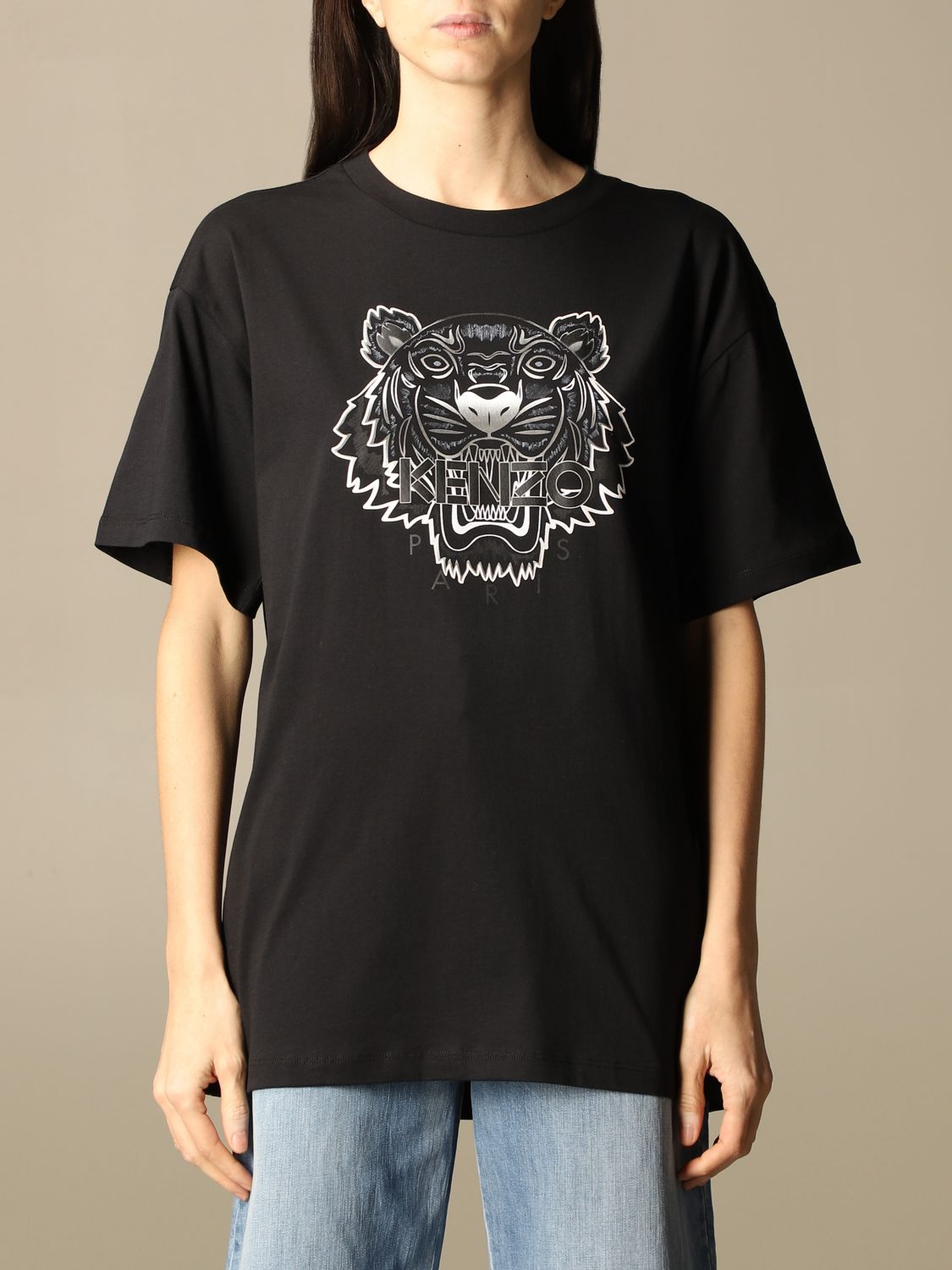 steeg autobiografie veelbelovend KENZO: cotton T-shirt with Tiger Paris logo - Black | Kenzo t-shirt  FB52TS9724YG online on GIGLIO.COM