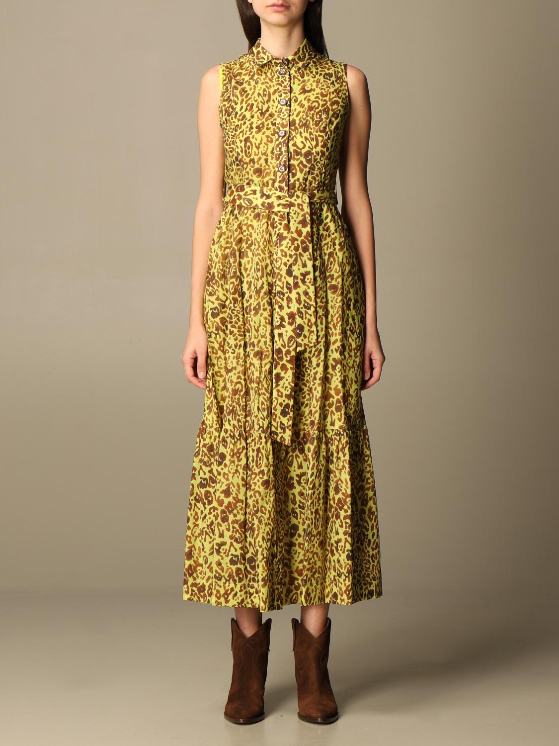 PINKO: Abito lungo a fantasia - Verde | Abito Pinko 1G1668-8468 GIGLIO.COM