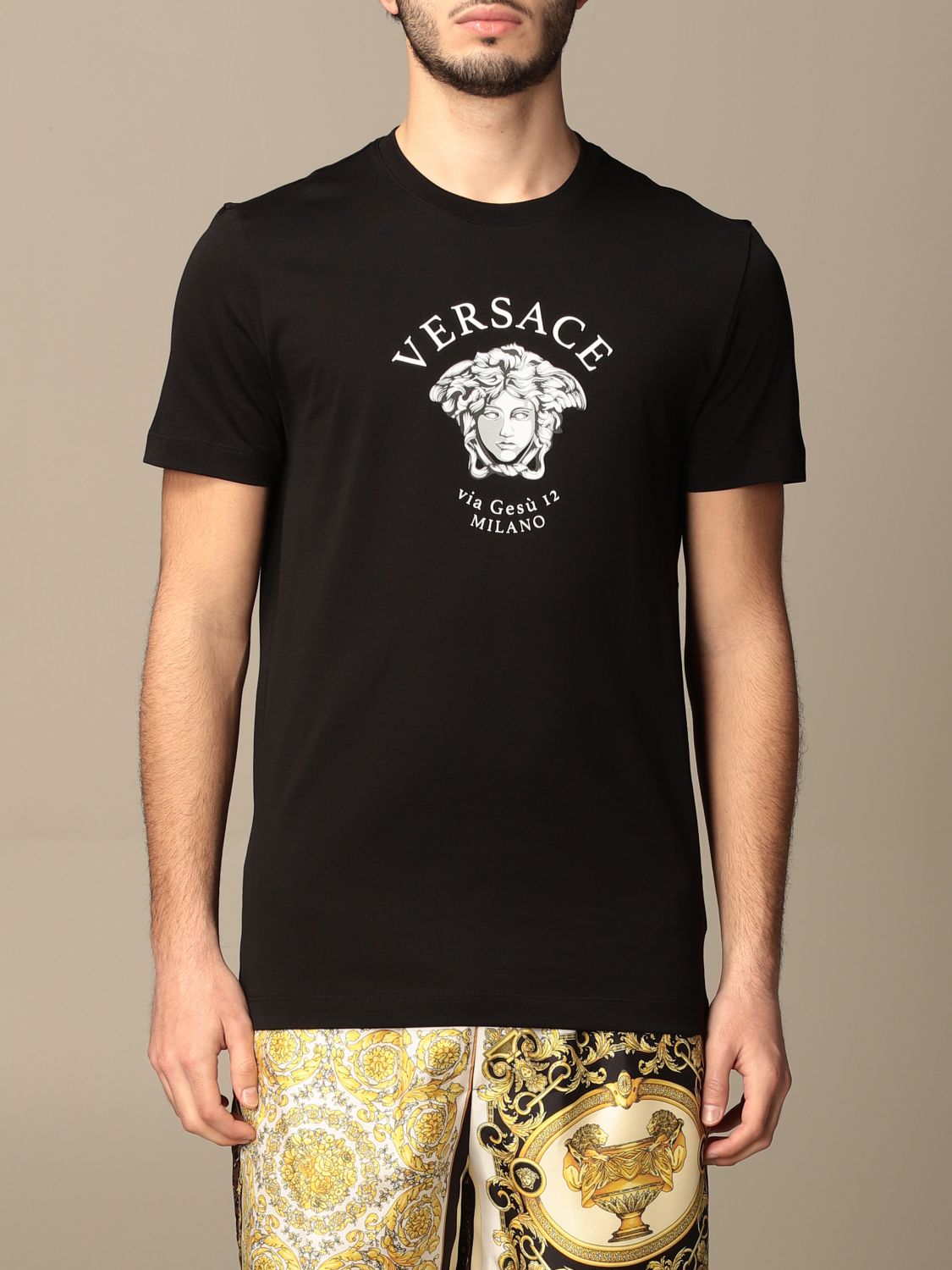 VERSACE cotton Tshirt with medusa head Black Versace tshirt