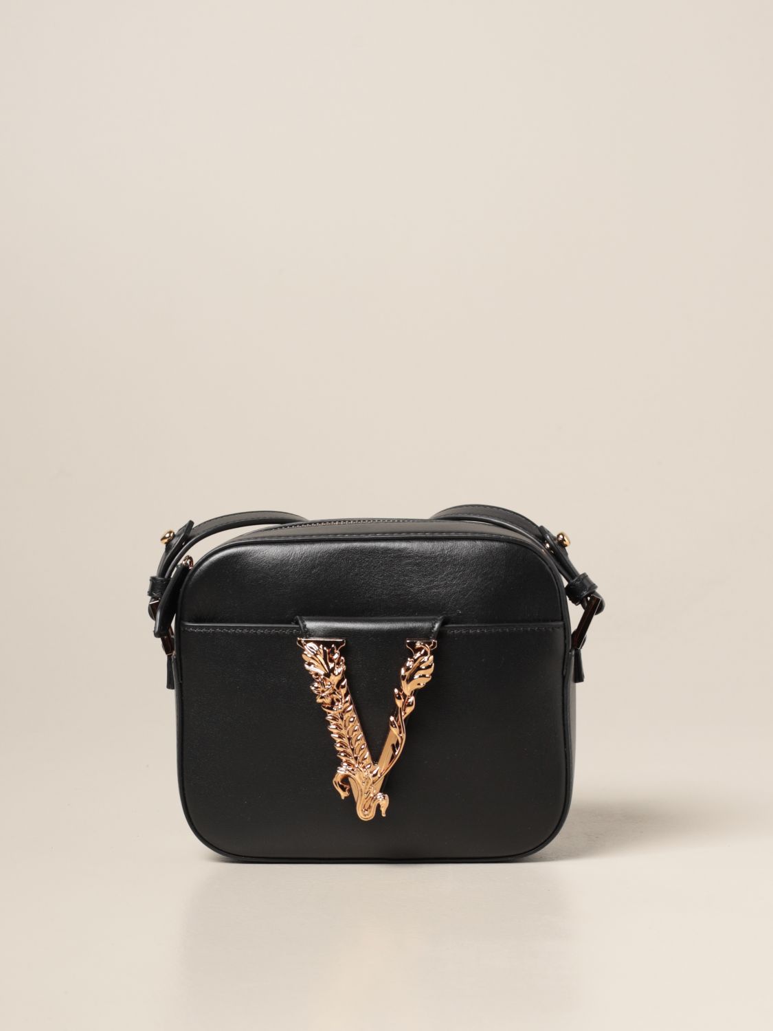 Versace Virtus Pebbled Leather Crossbody