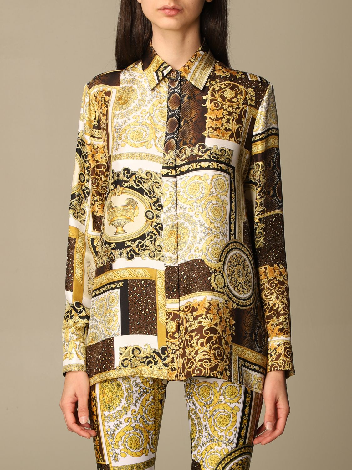 Camisa para mujer, Oro | Camisa Versace F00456 en línea GIGLIO.COM