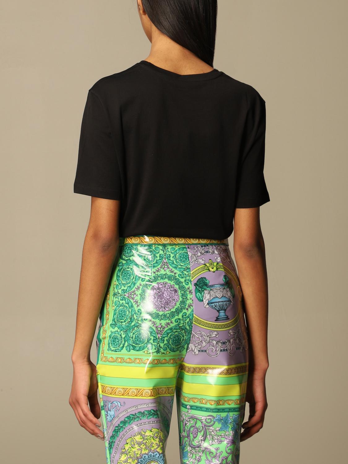 VERSACE cotton Tshirt with signature and Medusa head Black