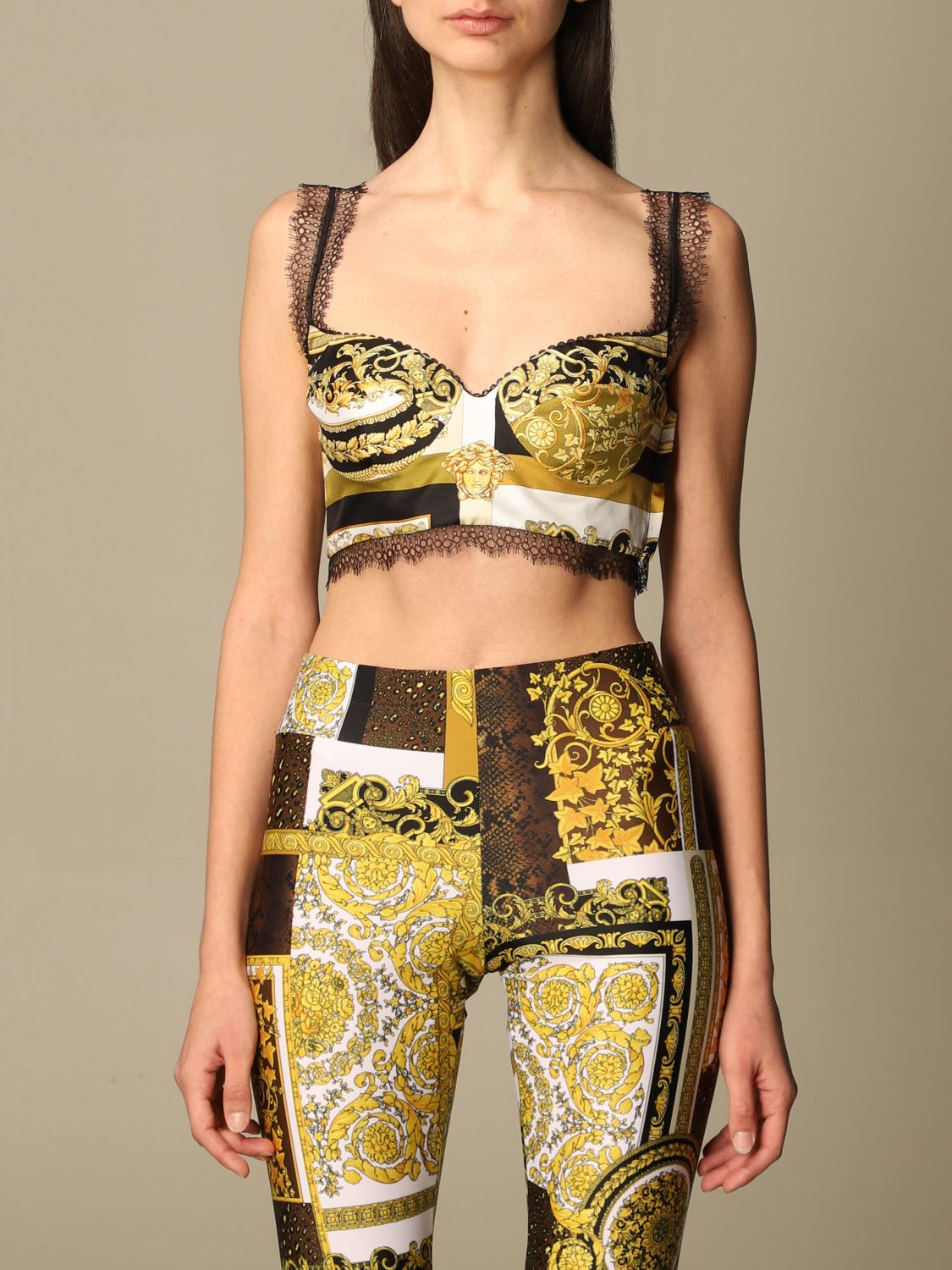 VERSACE: Baroque patterned bodice top - White | Versace top A787601 online on GIGLIO.COM