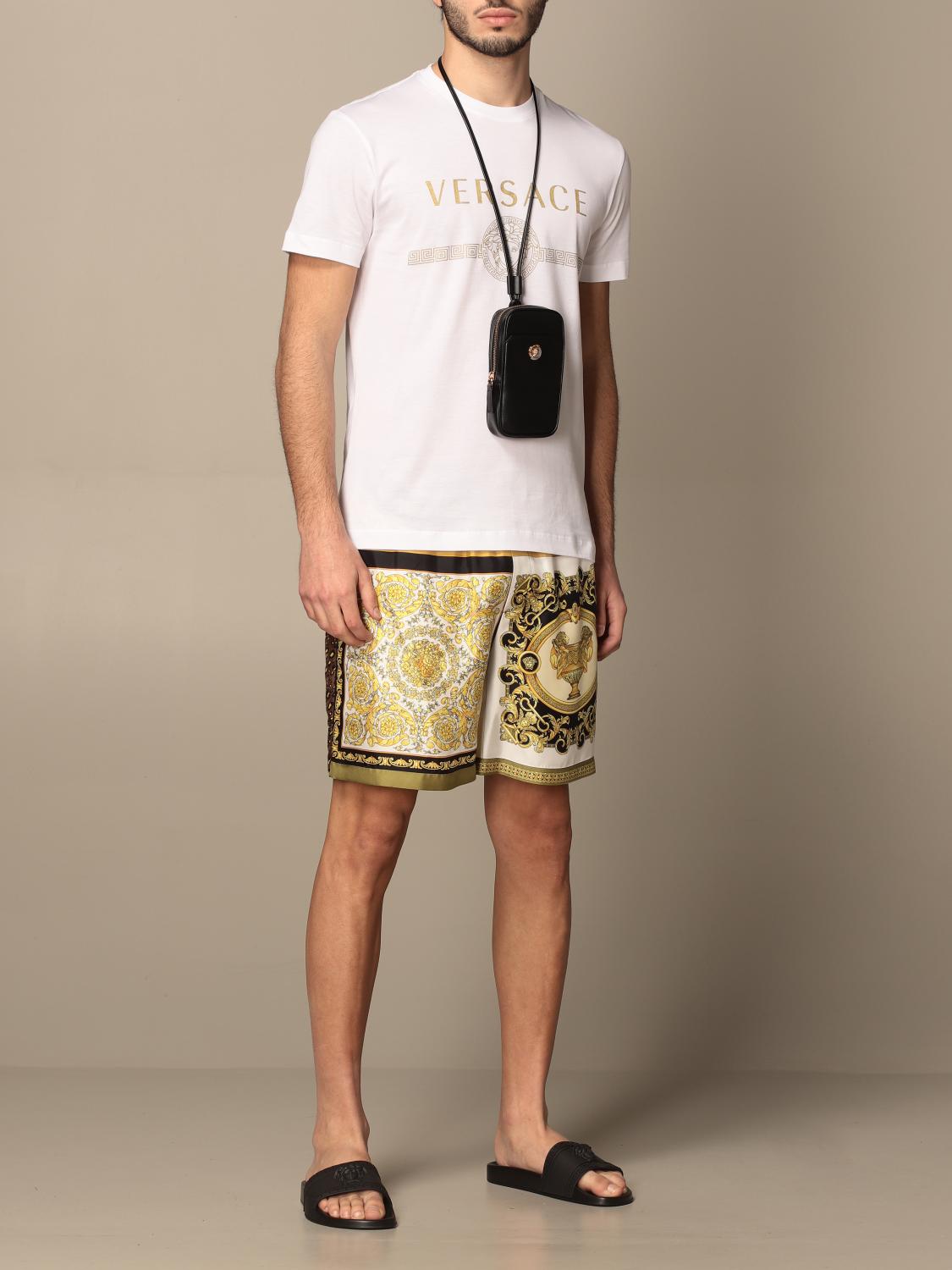 versace gold shorts