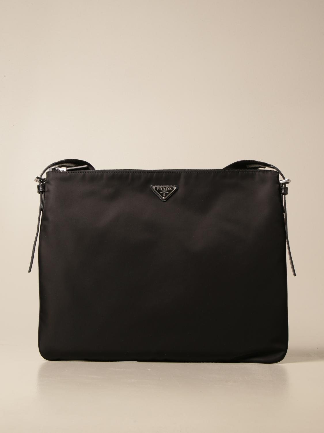 Prada Black Logo Nylon Laptop Bag for Men