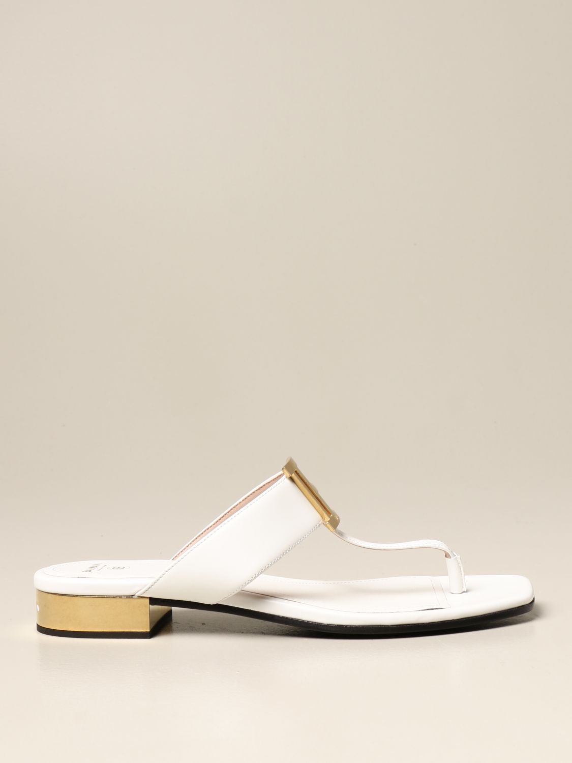 BALMAIN: flat sandal | Sandals Balmain Women White | Flat Sandals Balmain VN1C603LGDT GIGLIO.COM