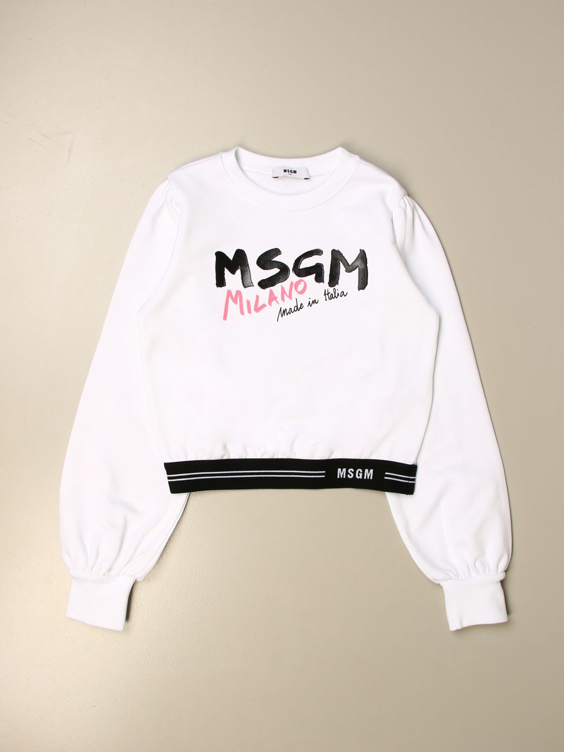 MSGM KIDS: crewneck sweatshirt in cotton | Sweater Msgm Kids Kids White ...