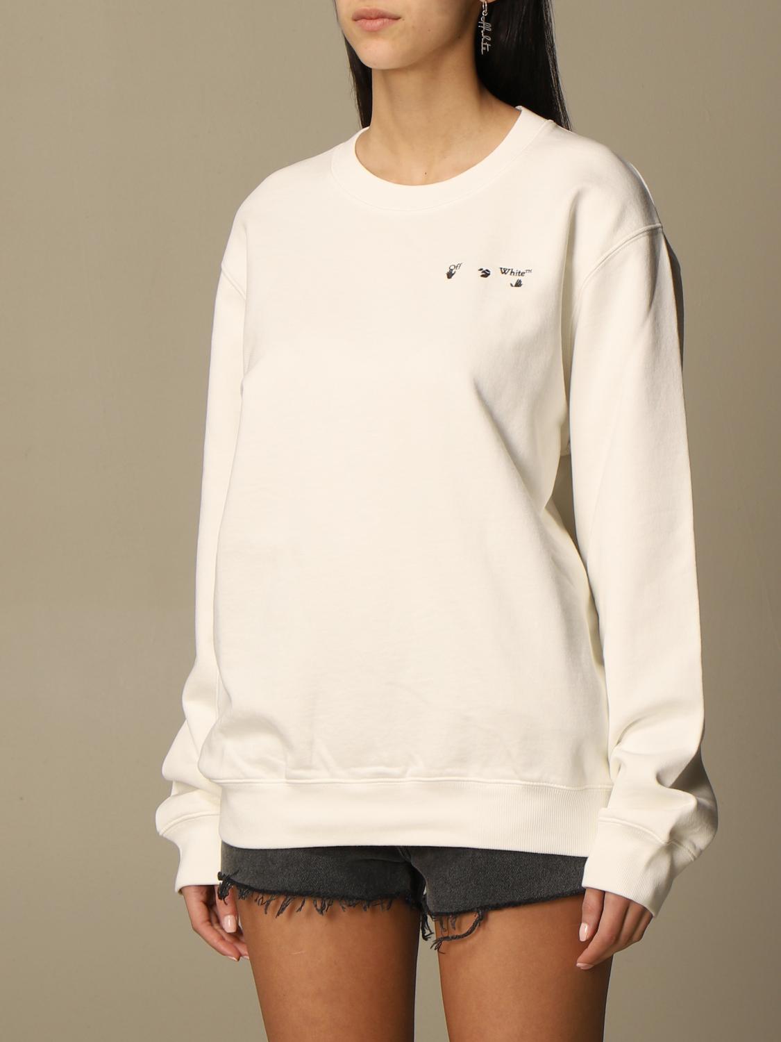 Off White Crewneck Sweatshirt In Cotton With Arrows Print Sweater Off White Women White 3381