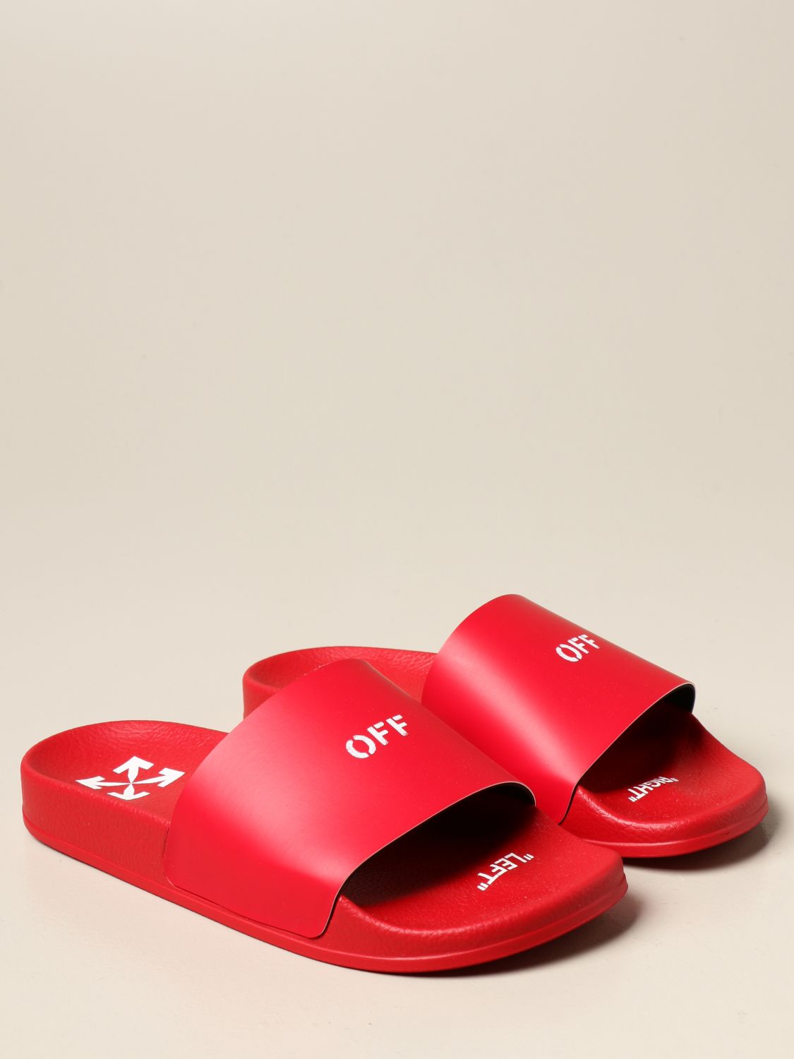 OFFWHITE Off White slipper sandals in rubber with logo Red Flat