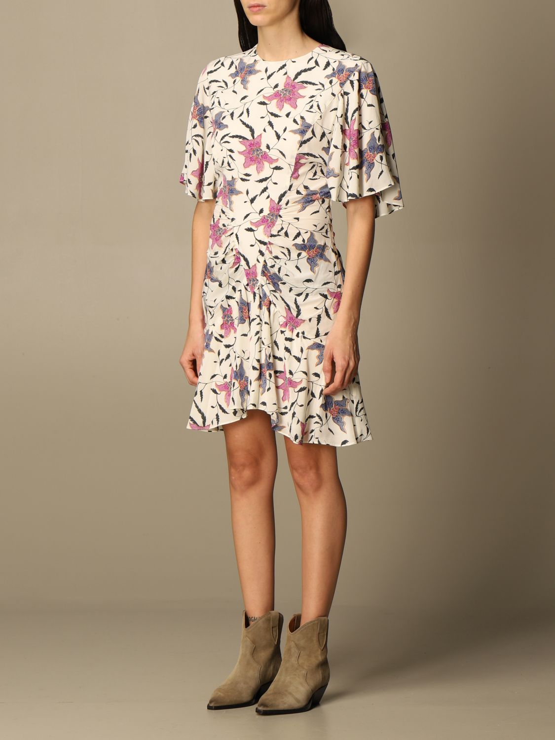 Proberen Hopelijk efficiënt ISABEL MARANT ETOILE: short dress with floral pattern - Ecru | Isabel Marant  Etoile dress RO186121P028E online on GIGLIO.COM