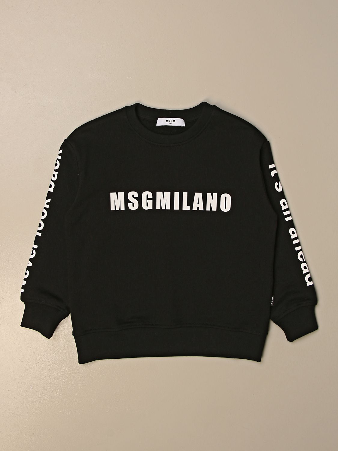 MSGM KIDS: crewneck sweatshirt with Milano logo - Black | Msgm Kids ...