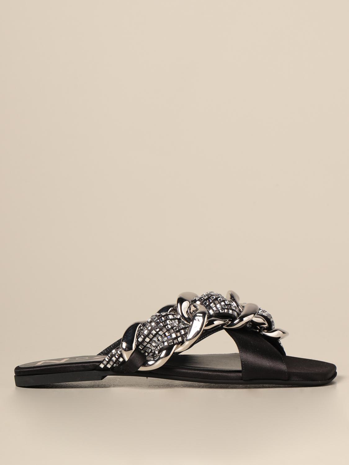 satin flat sandals