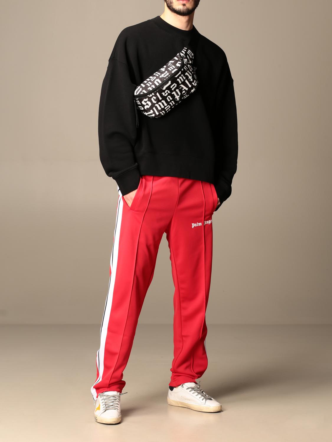 PALM ANGELS: Felpa a girocollo con logo - Nero | Felpa Palm Angels  PMBA026R21FLE003 GIGLIO.COM