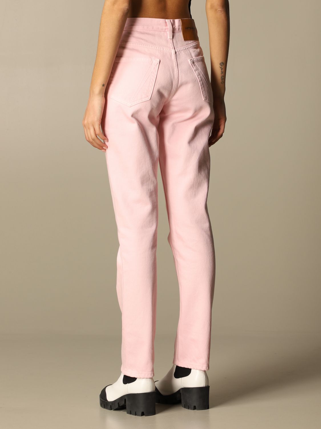 VTMNTS: jeans in 5-pocket denim - Pink | Vtmnts WE51PA140P 2807 online on GIGLIO.COM