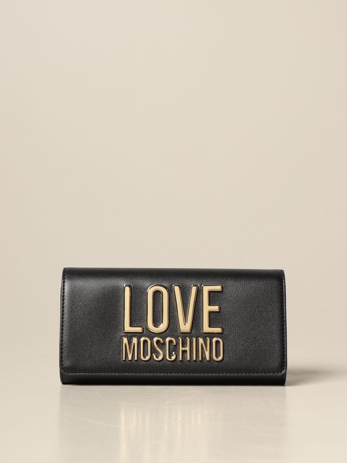 LOVE MOSCHINO: wallet in synthetic leather with big logo - Black | Love ...