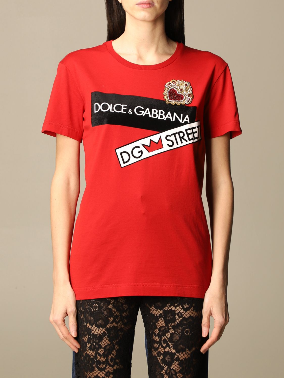 DOLCE & GABBANA: cotton T-shirt with DG Street print | T-Shirt Dolce ...