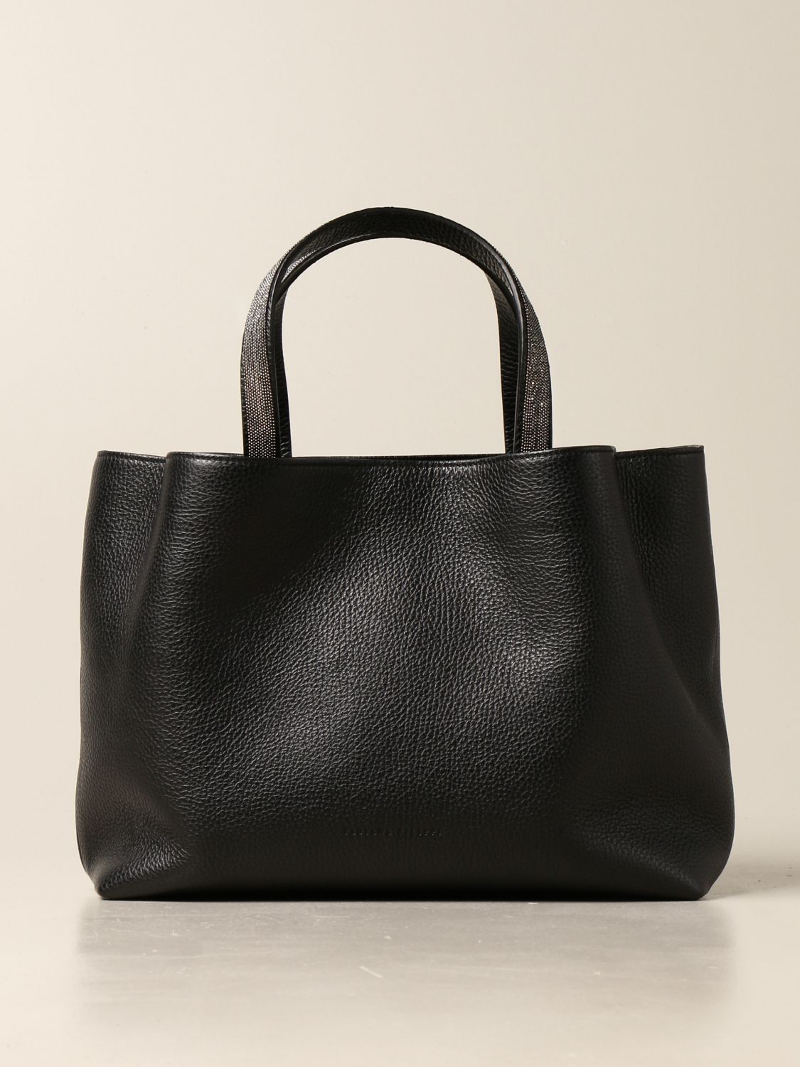 FABIANA FILIPPI: bag in hammered leather - Black | Fabiana Filippi ...