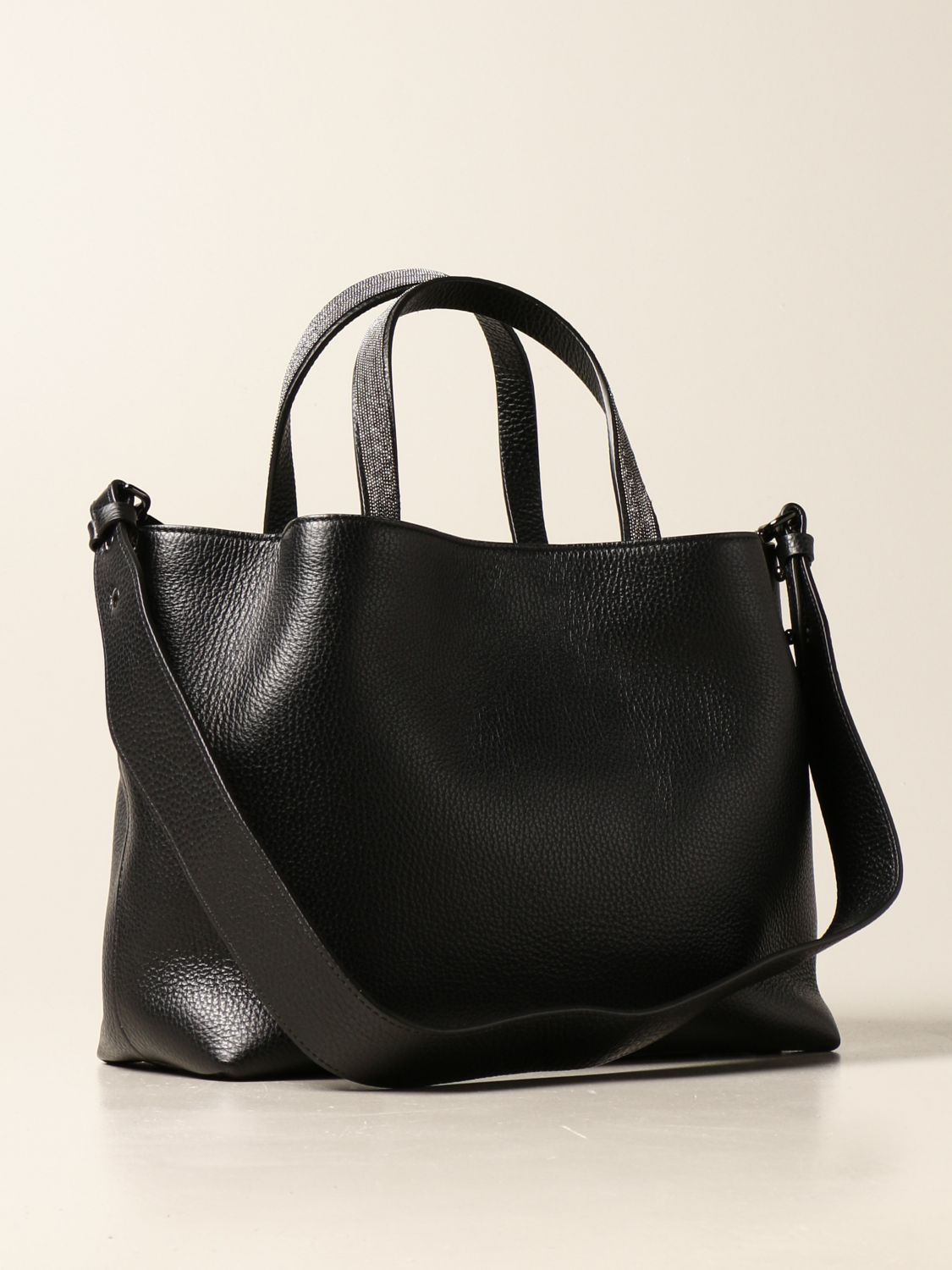 FABIANA FILIPPI: bag in hammered leather - Black | Fabiana Filippi