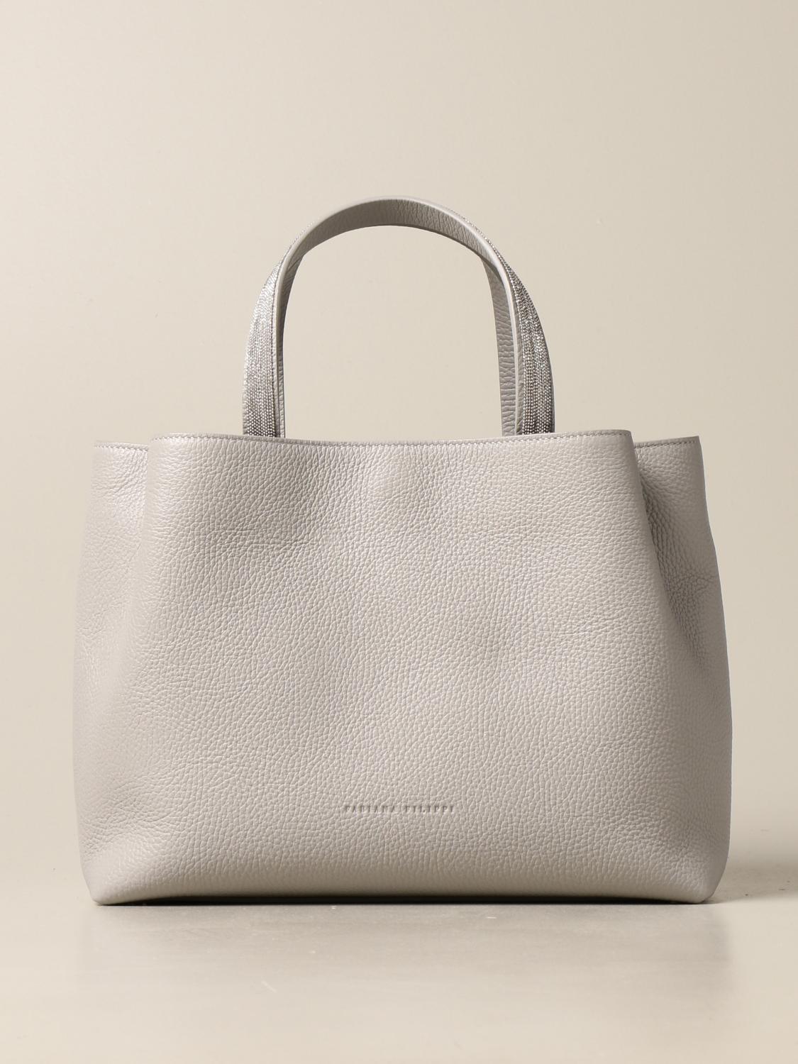 FABIANA FILIPPI: bag in hammered leather - Grey | Fabiana Filippi ...