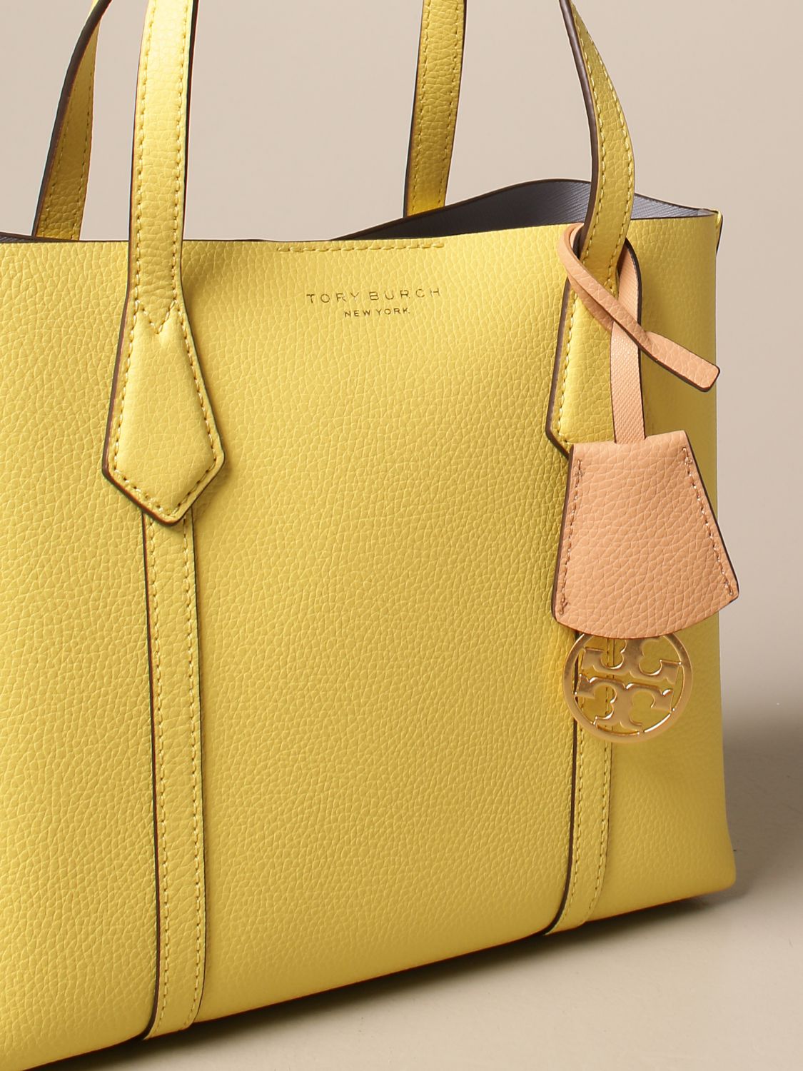 TORY BURCH: Perry bag in textured leather - Yellow | Tory Burch handbag  56249 online on 