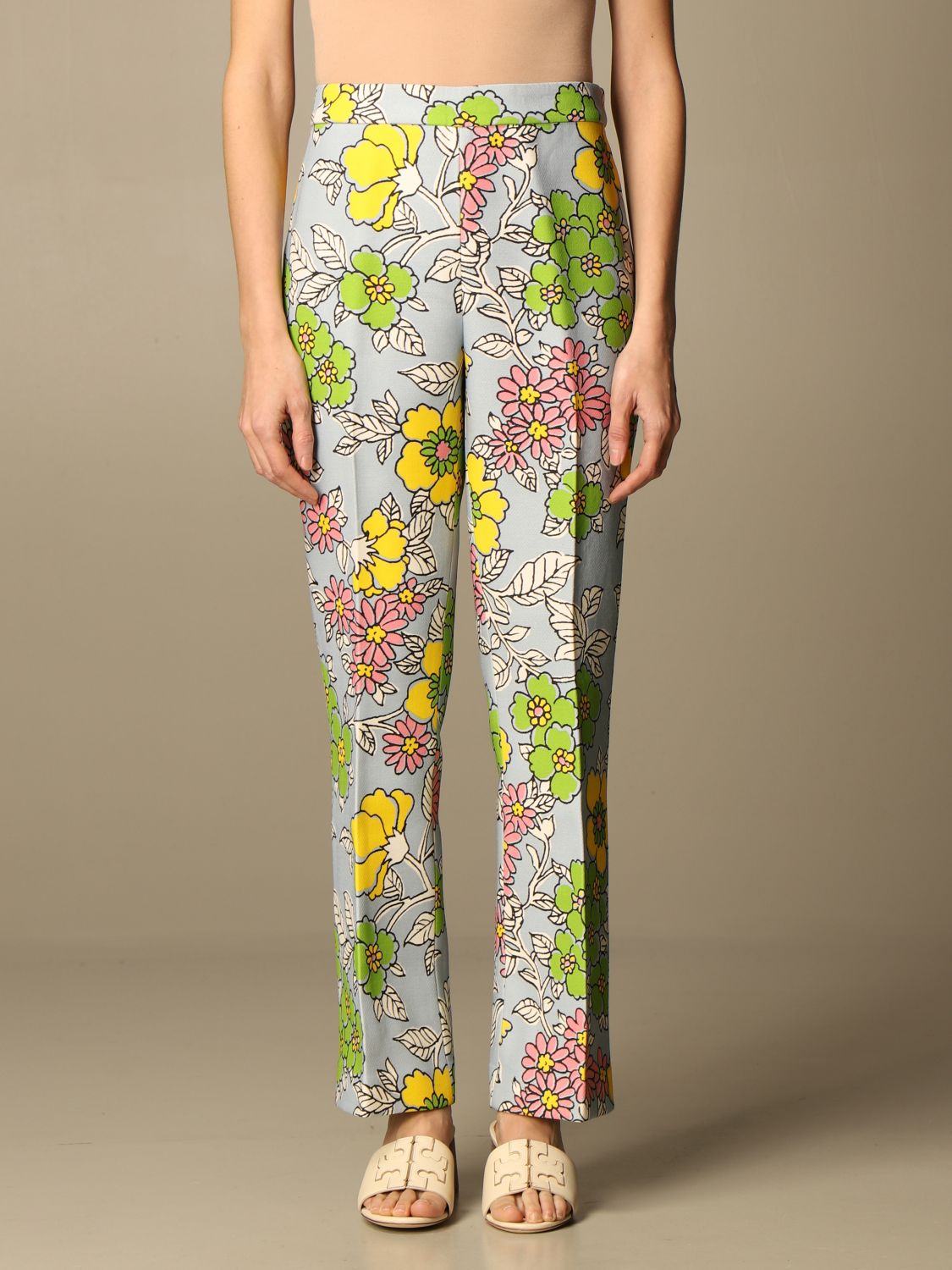 Tory Burch Trousers With Floral Pattern Pants Tory Burch Women Multicolor Pants Tory Burch 78863 Giglio En