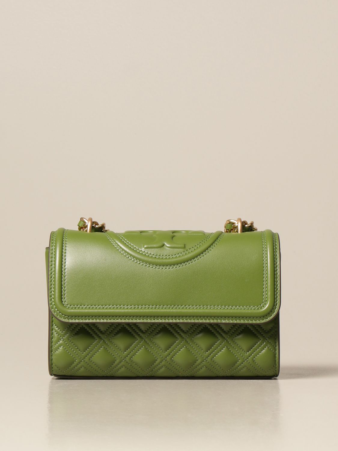 TORY BURCH: Fleming bag in quilted nappa - Green  Tory Burch crossbody  bags 75576 online at