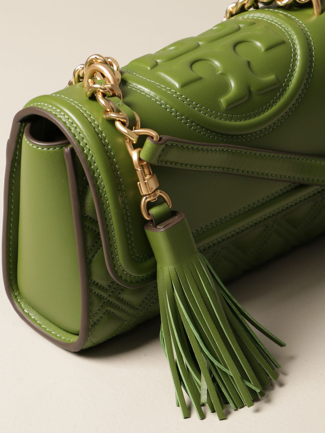TORY BURCH: Fleming bag in quilted nappa - Green | Tory Burch crossbody  bags 75576 online on 