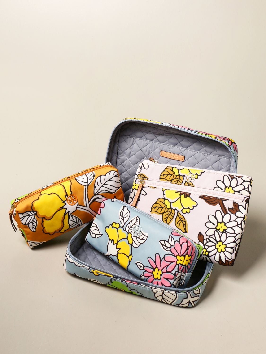 TORY BURCH: beauty case set in printed nylon - Multicolor | Tory Burch  cosmetic case 77076 online on 