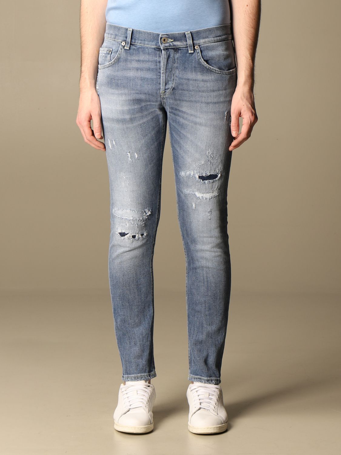 DONDUP: jeans in denim with rips | Jeans Dondup Men | Jeans Dondup UP168DS0229BD1 GIGLIO.COM