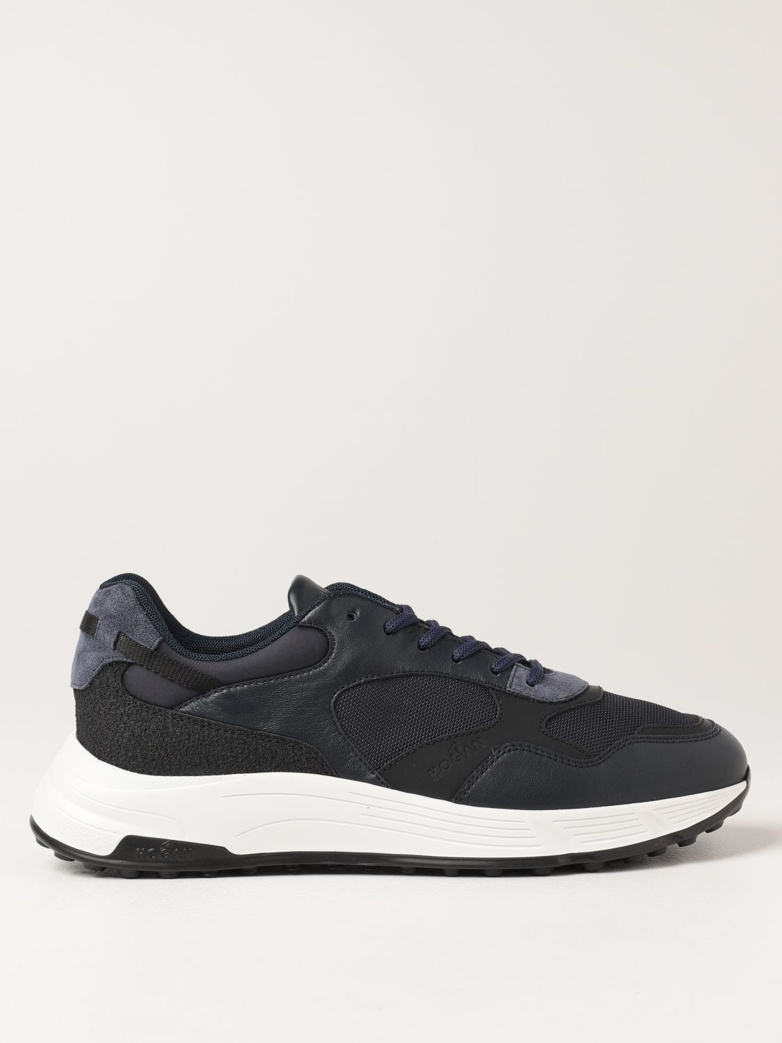 HOGAN: sneakers with suede leather and micro net panels - Blue ...