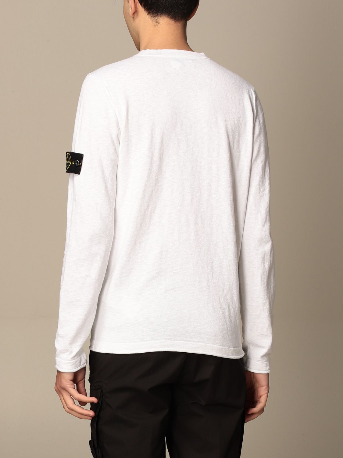 STONE ISLAND: basic sweater with logo - White | Sweater Stone 