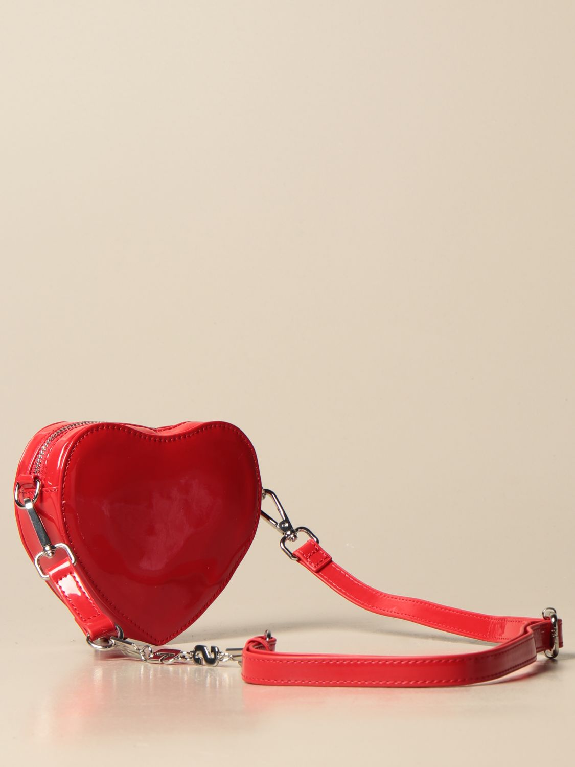 MSGM KIDS: heart bag in synthetic patent leather - Red | Msgm Kids bag ...