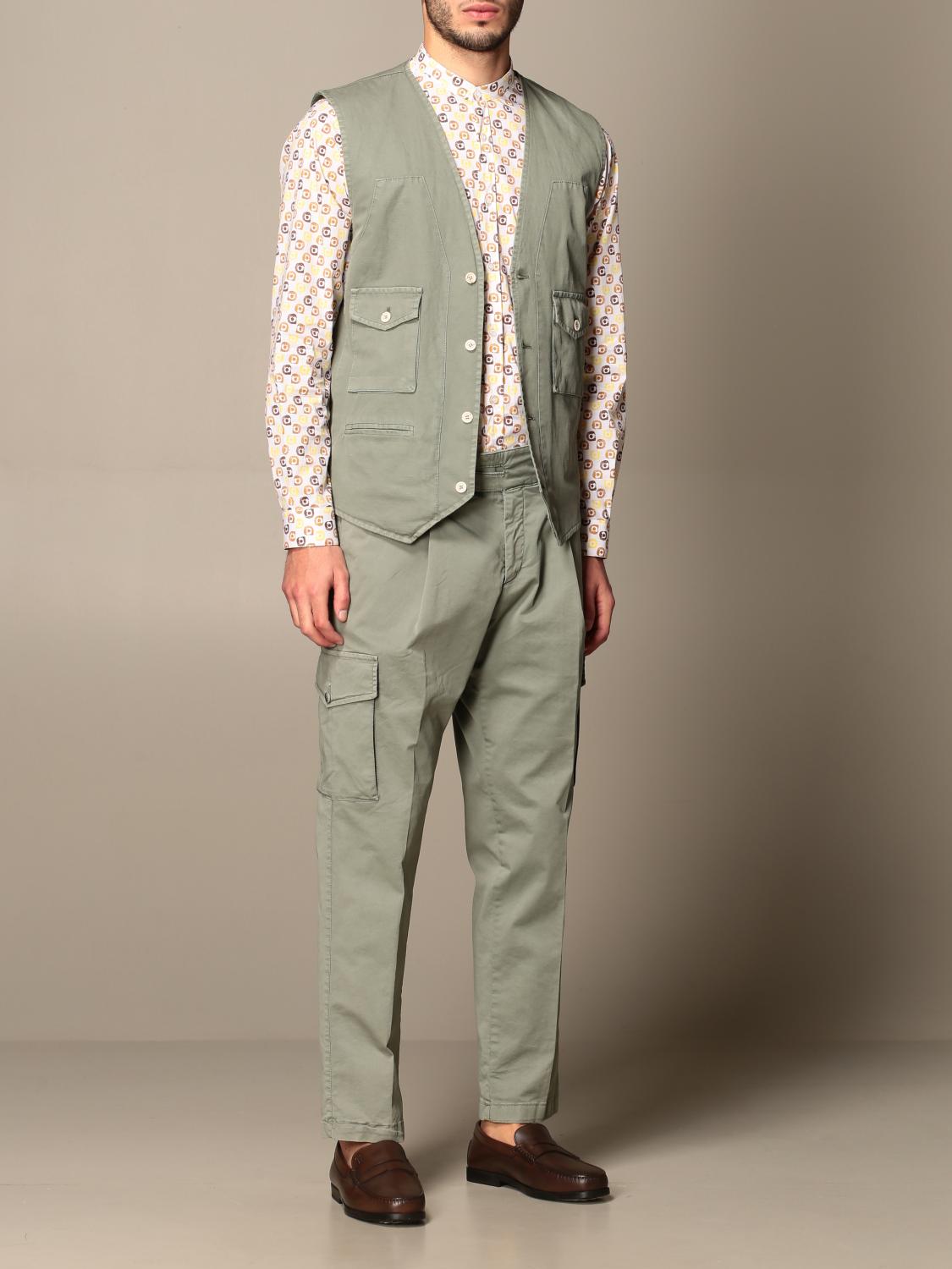 HAVANA \u0026 CO.: Gilet in cotone e lino con tasche a toppe - Verde | Gilet  Havana \u0026 Co. H3878WP5145ELT GIGLIO.COM