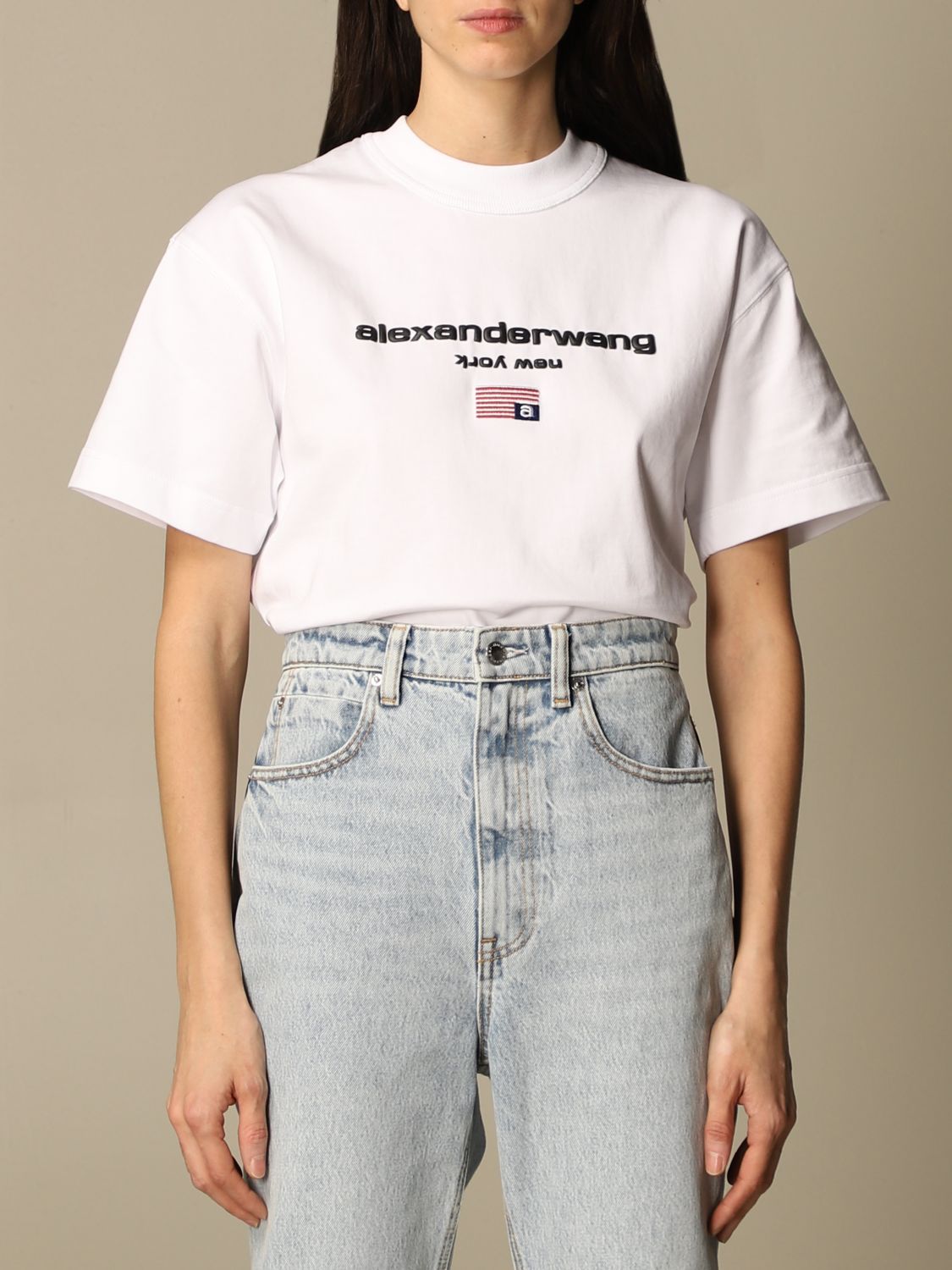 安心の販売 alexander wang ロゴ Tシャツ ワン BLACK 42 - トップス