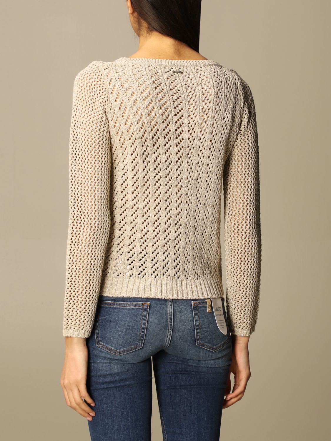 LIU JO: knit sweater with fringes | Sweater Liu Jo Women Gold | Sweater