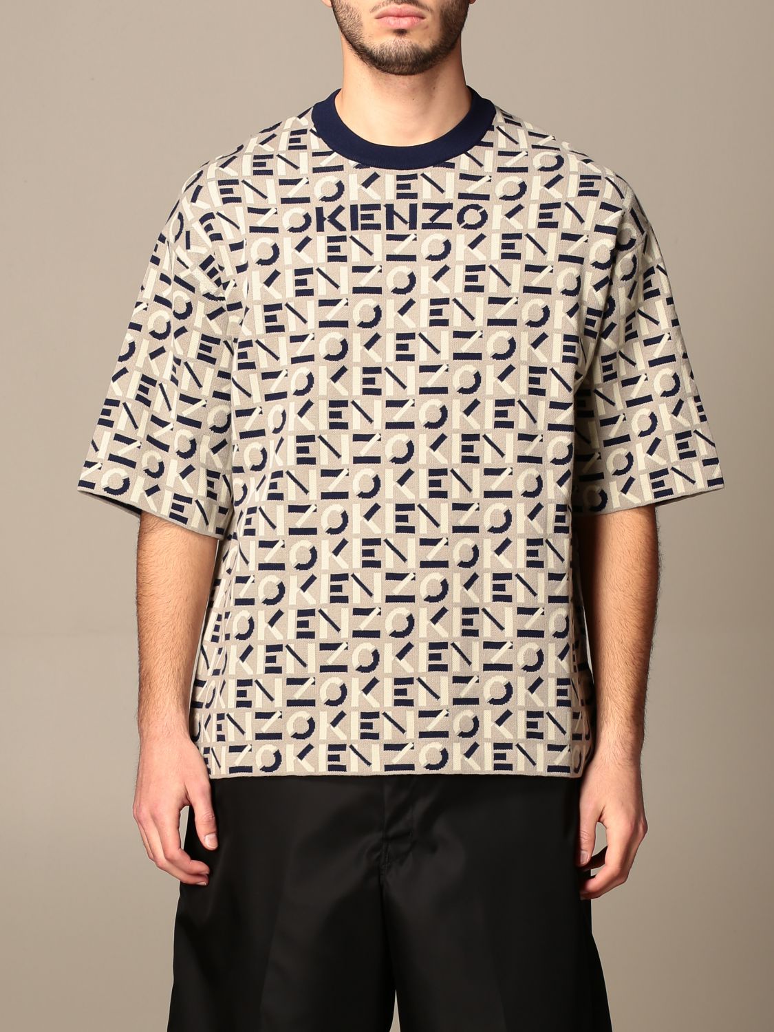 KENZO: crew neck T-shirt with all over logo | T-Shirt Kenzo Men 