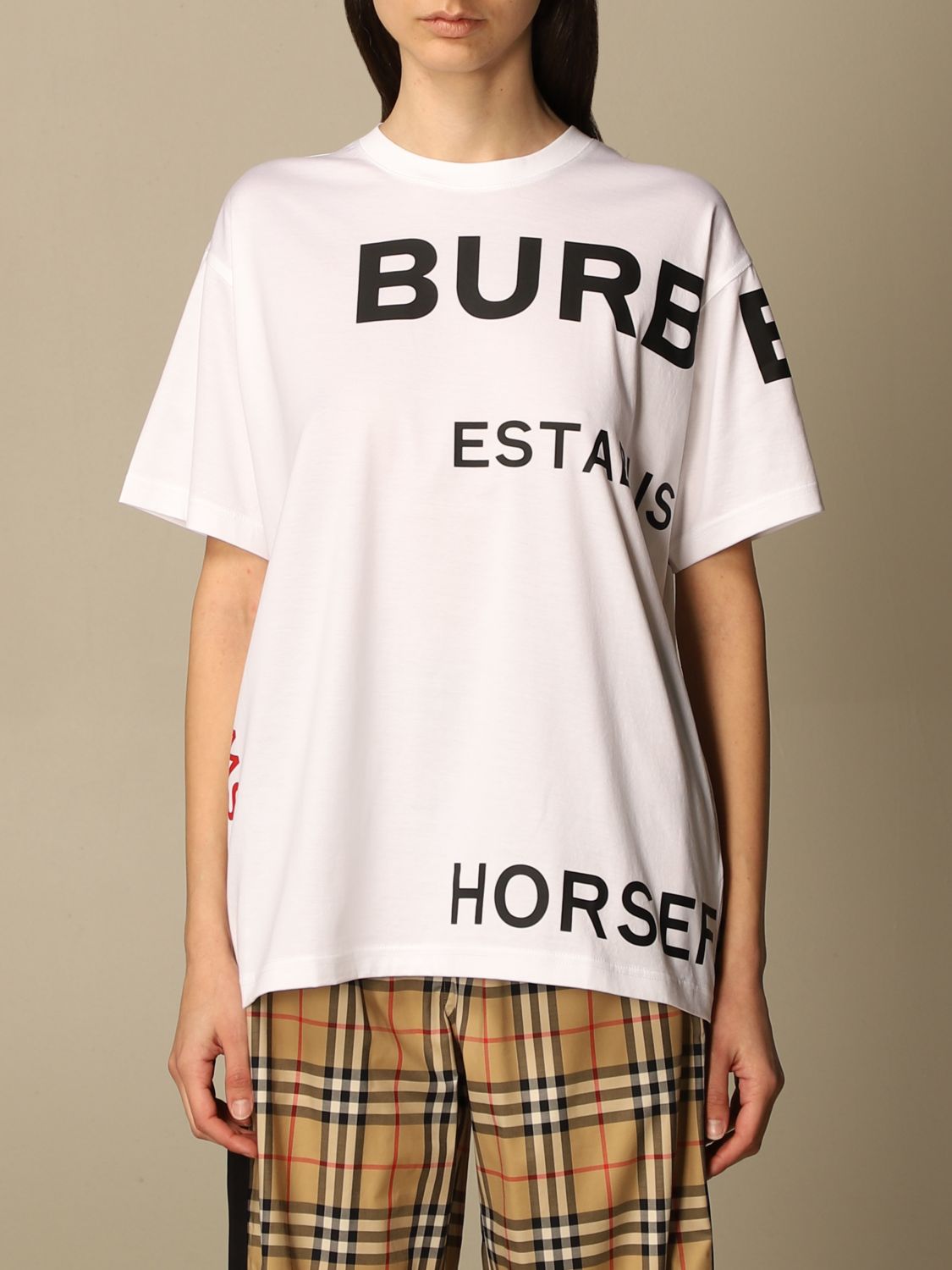 BURBERRY: Over T-shirt with logo | T-Shirt Burberry Women White | T