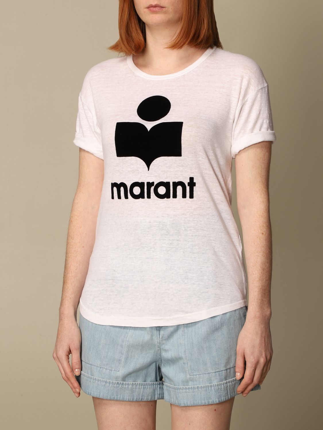 ISABEL ETOILE: cotton t-shirt with logo | T-Shirt Isabel Marant Etoile Women White | T-Shirt Isabel Marant Etoile TS029900M009E GIGLIO.COM