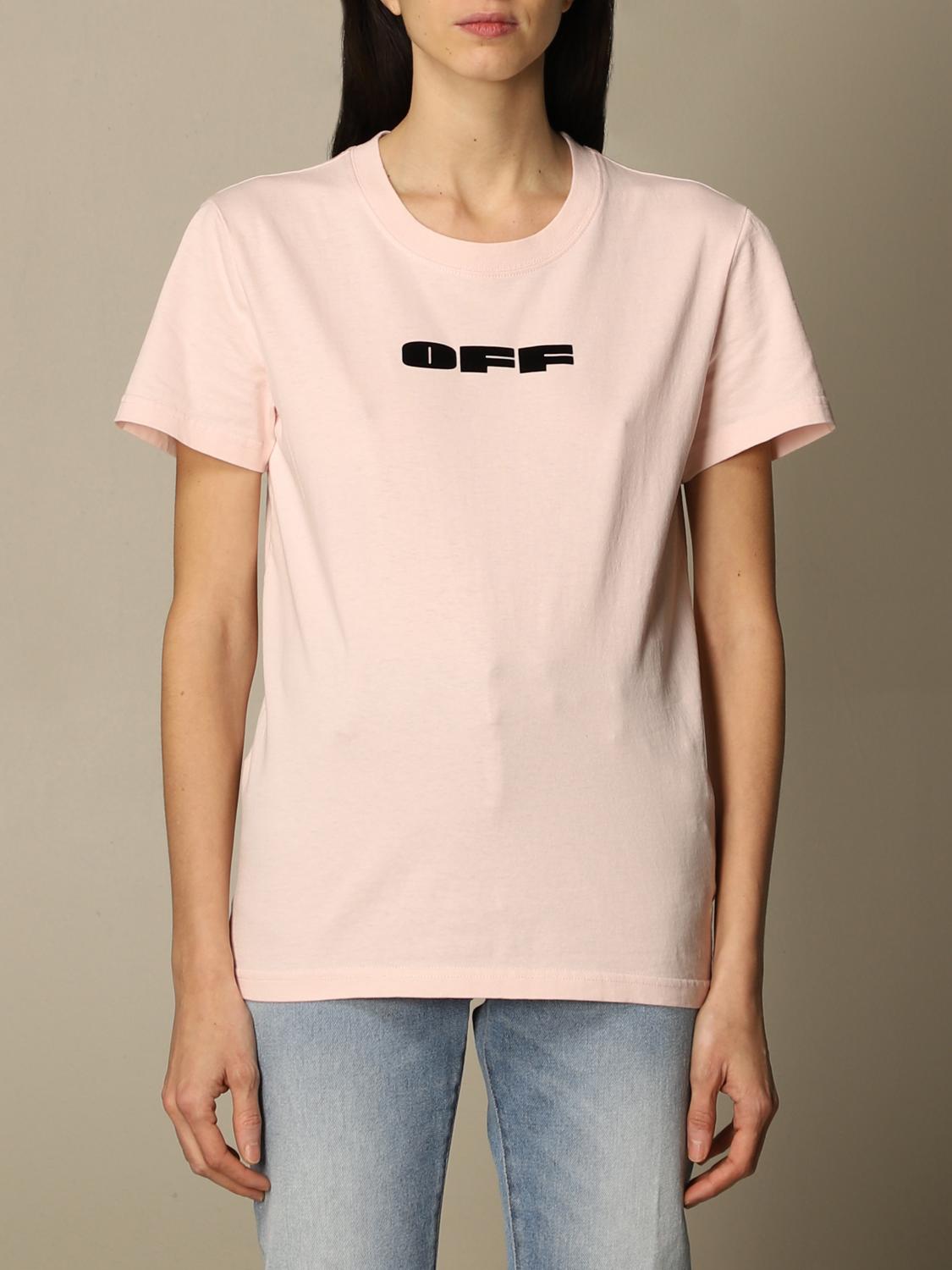 off white t shirt women's pink