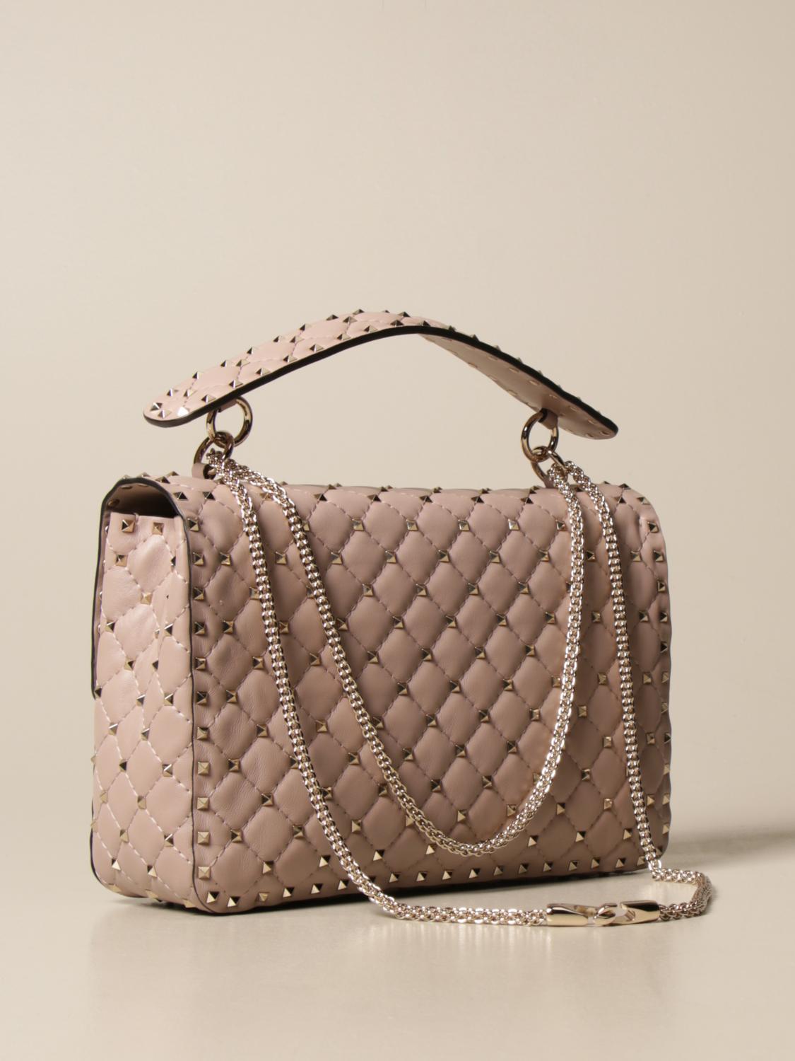 VALENTINO GARAVANI Rockstud Spike bag in nappa leather Blush Pink