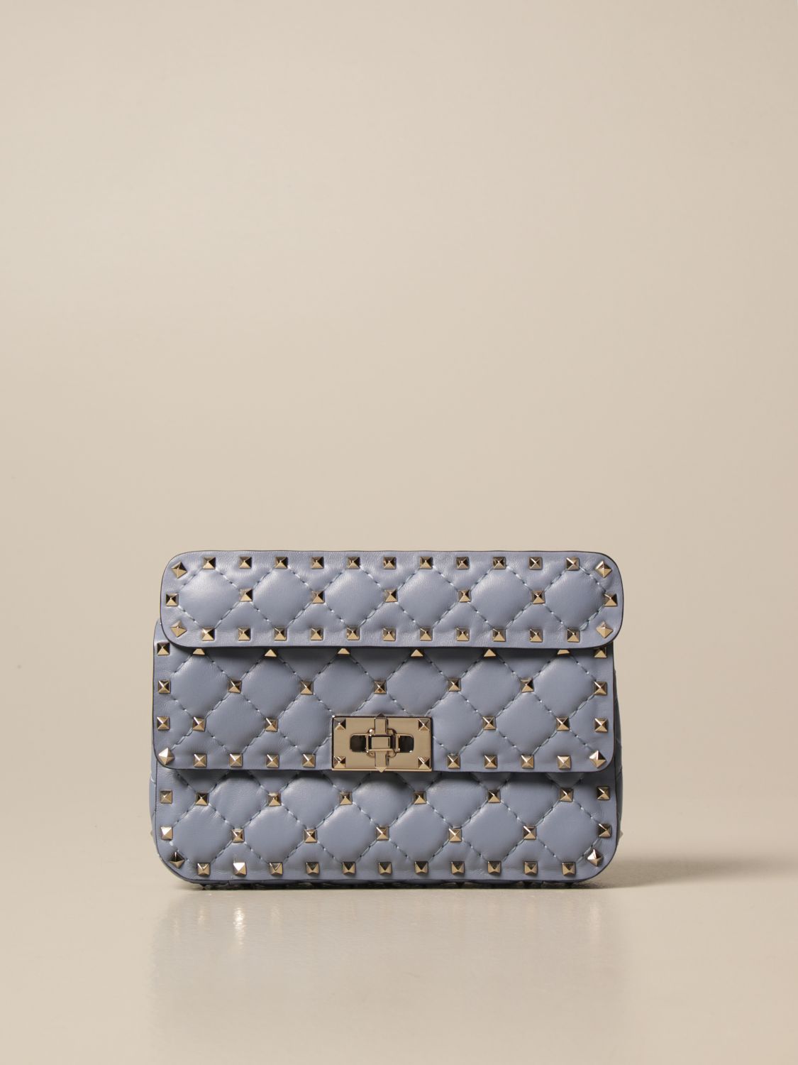 VALENTINO GARAVANI: Rockstud Spike mini bag in nappa leather - Blue ...