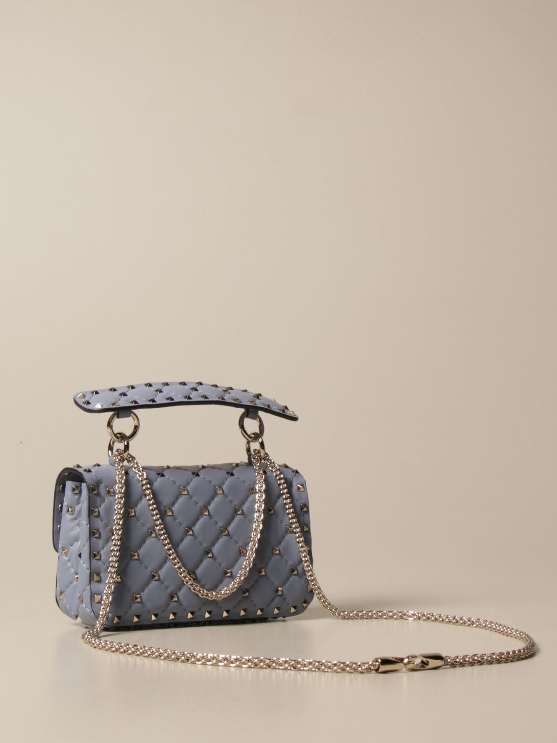 Rockstud spike leather crossbody bag Valentino Garavani Blue in Leather -  22516343