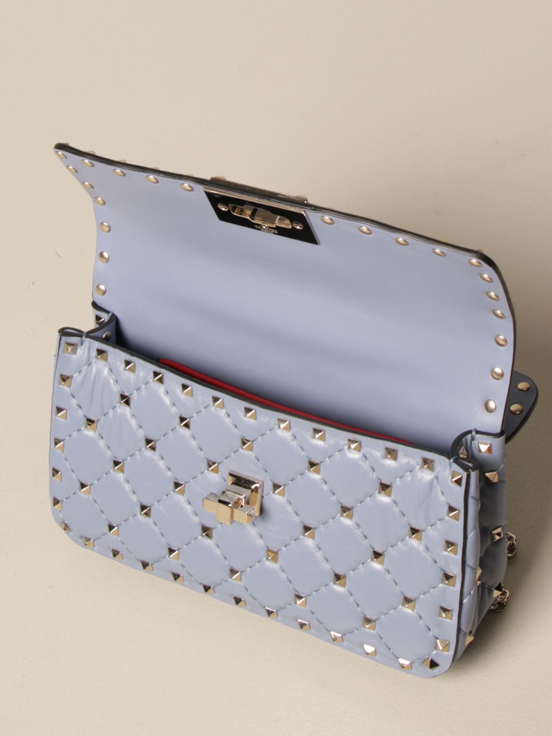 Rockstud spike leather crossbody bag Valentino Garavani Blue in Leather -  22516343