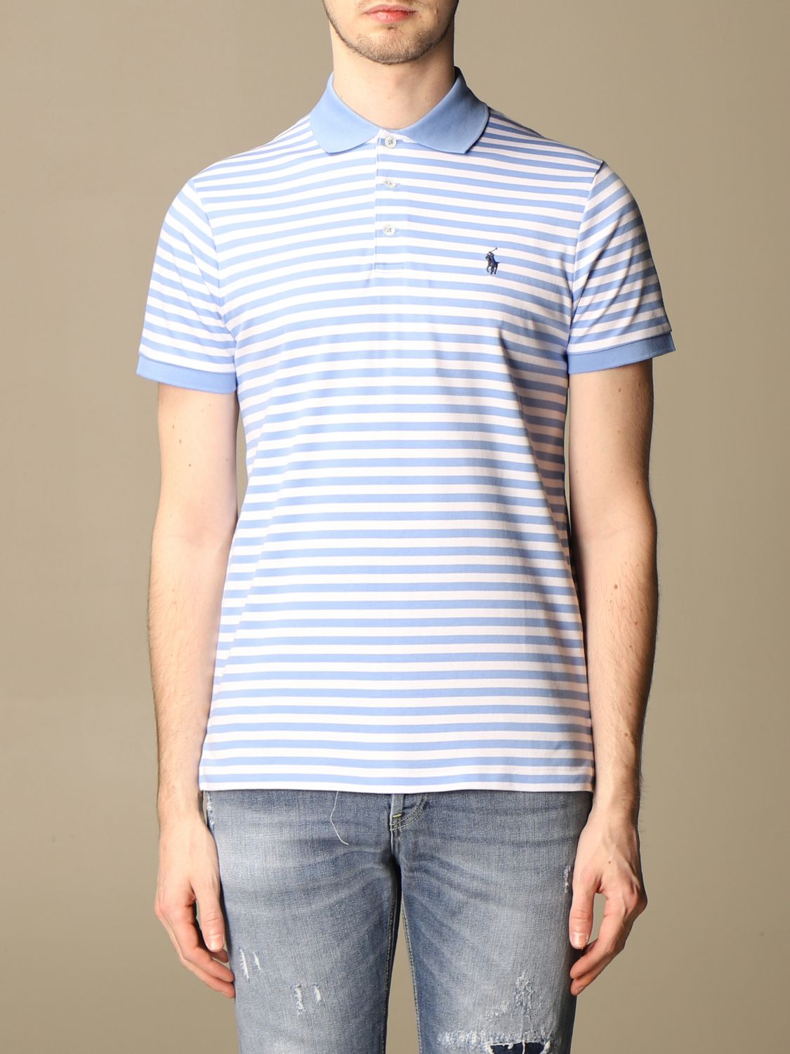 Polo Ralph Lauren - Authenticated Polo Shirt - Cotton Blue Striped for Men, Very Good Condition