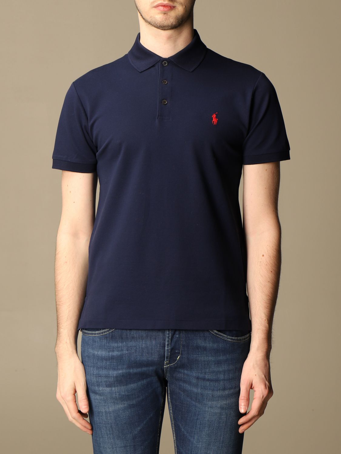 Polo Ralph Lauren Outlet: slim fit cotton polo shirt - Navy | Polo Ralph  Lauren polo shirt 710541705 online on 