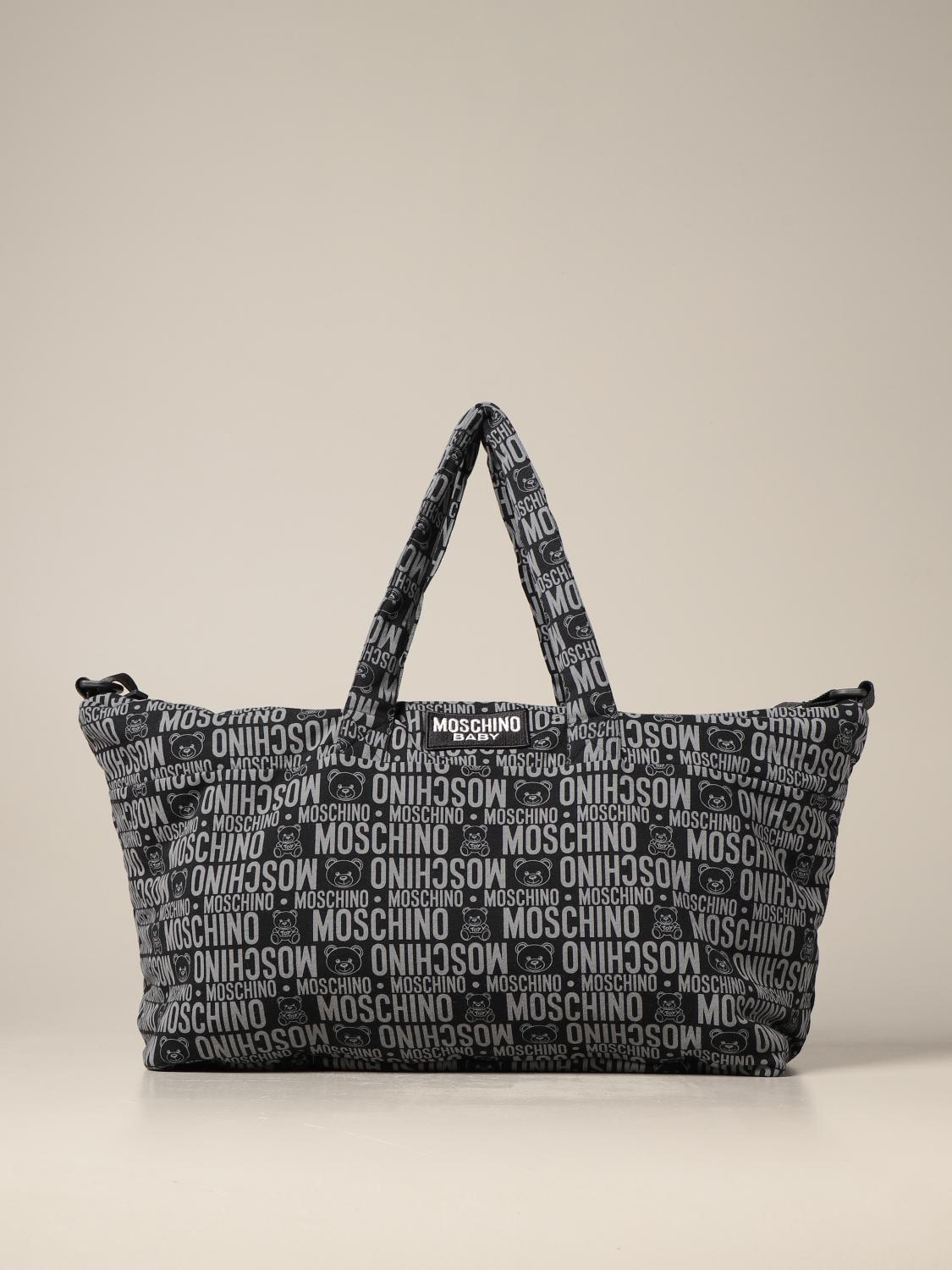 MOSCHINO BABY diaper bag in printed fabric Black Moschino Baby bag