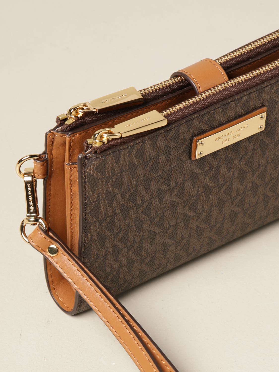 MICHAEL MICHAEL KORS: wallet in canvas | Wallet Michael Michael Kors Women Brown | Michael Michael Kors 34F9GAFW4B GIGLIO.COM