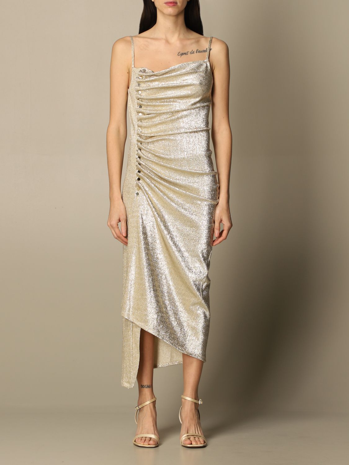 PACO RABANNE: long dress in lurex fabric | Dress Paco Rabanne Women ...