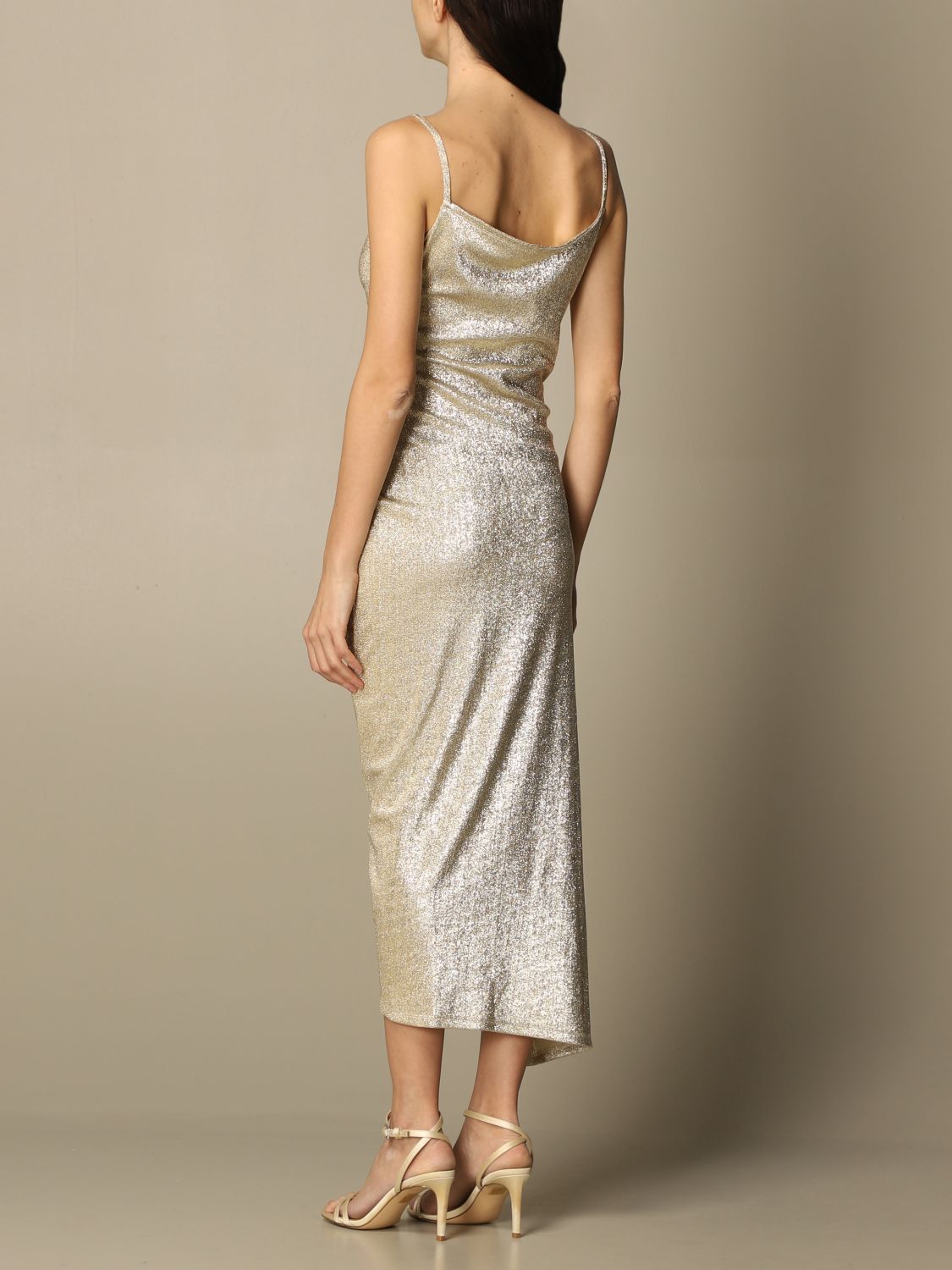 PACO RABANNE: long dress in lurex fabric - Gold | Paco Rabanne dress ...